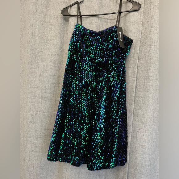 Allegra K Women's Glitter Sequin Dress Sexy Spaghetti Strap Sleeveless Mini - Picture 3 of 4